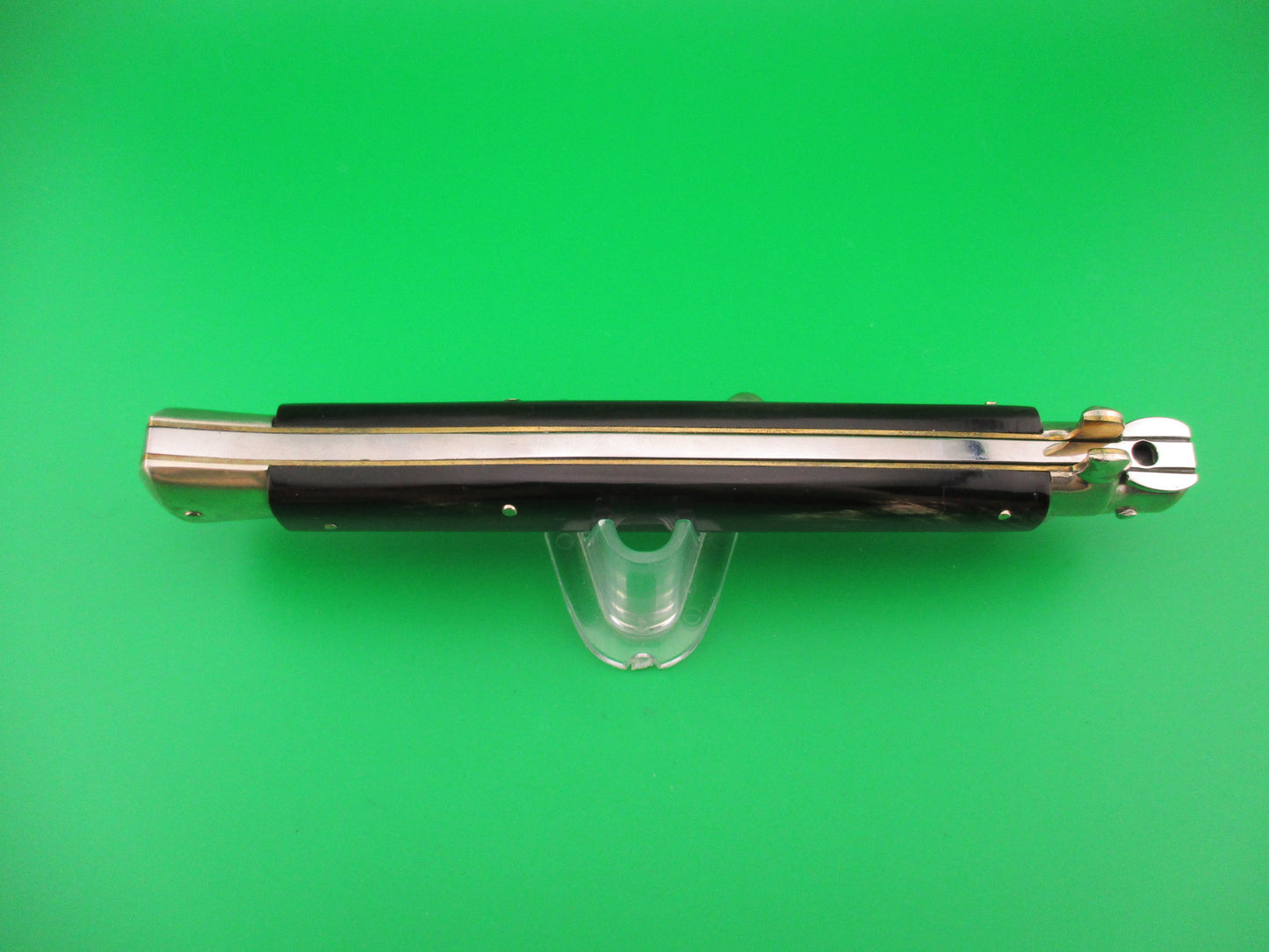 AGA CAMPOLIN 33cm Picklock Stiletto Brown streaked horn NOS automatic knife