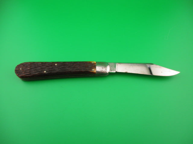 PRESTO #3000 Large Hunter Jigged bone Vintage automatic knife near mint