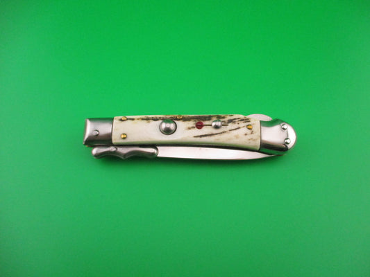 z AKC ITALY 19cm Italian MEDICI Stag Swing Guard Dagger Red Dot automatic knife