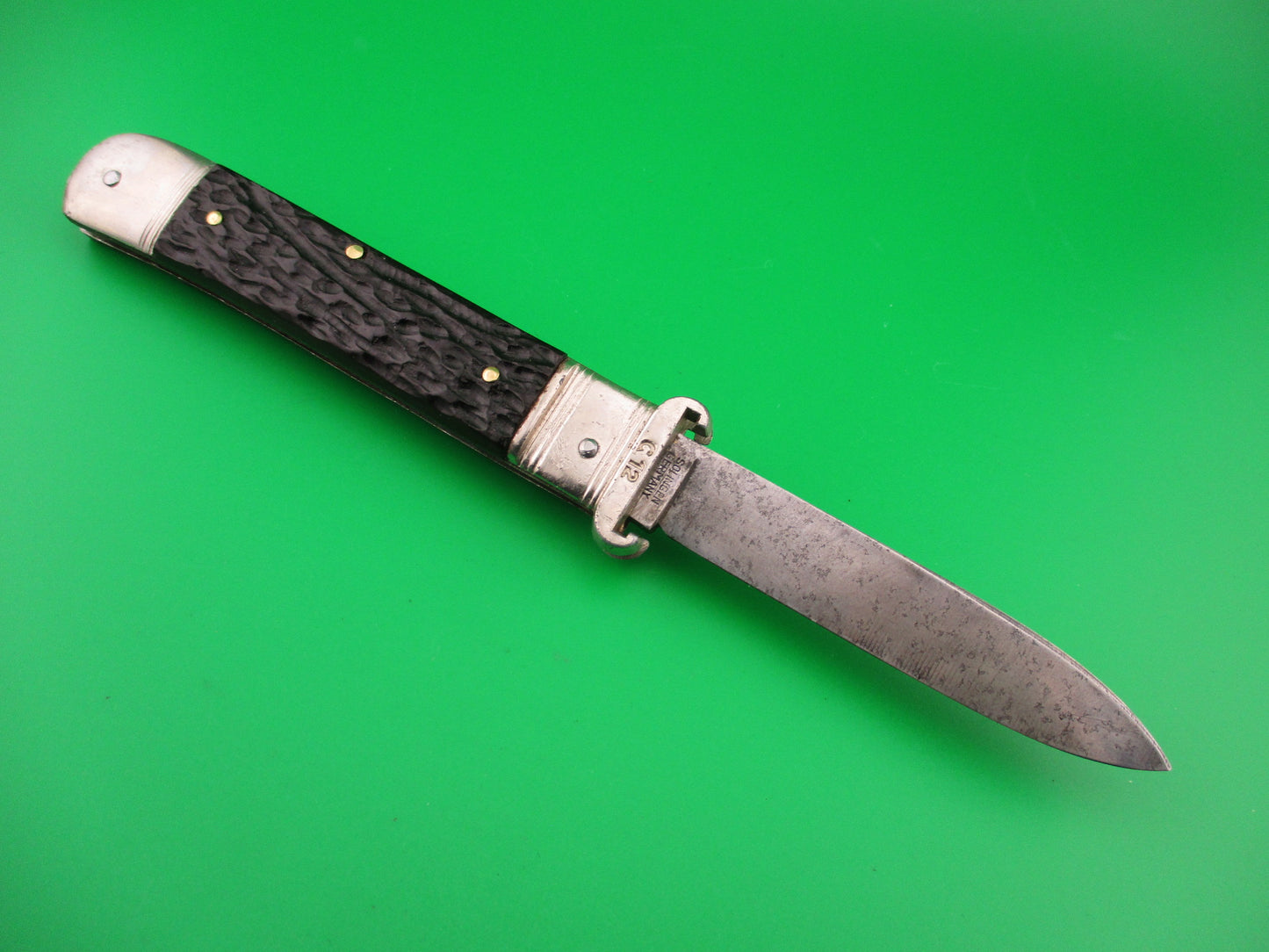 SOLINGEN GERMANY 11cm German Shell Puller Bone Lever automatic knife