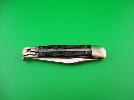 KABAR Lever Black Jigged synthetic Transitional Square lever vintage automatic knife