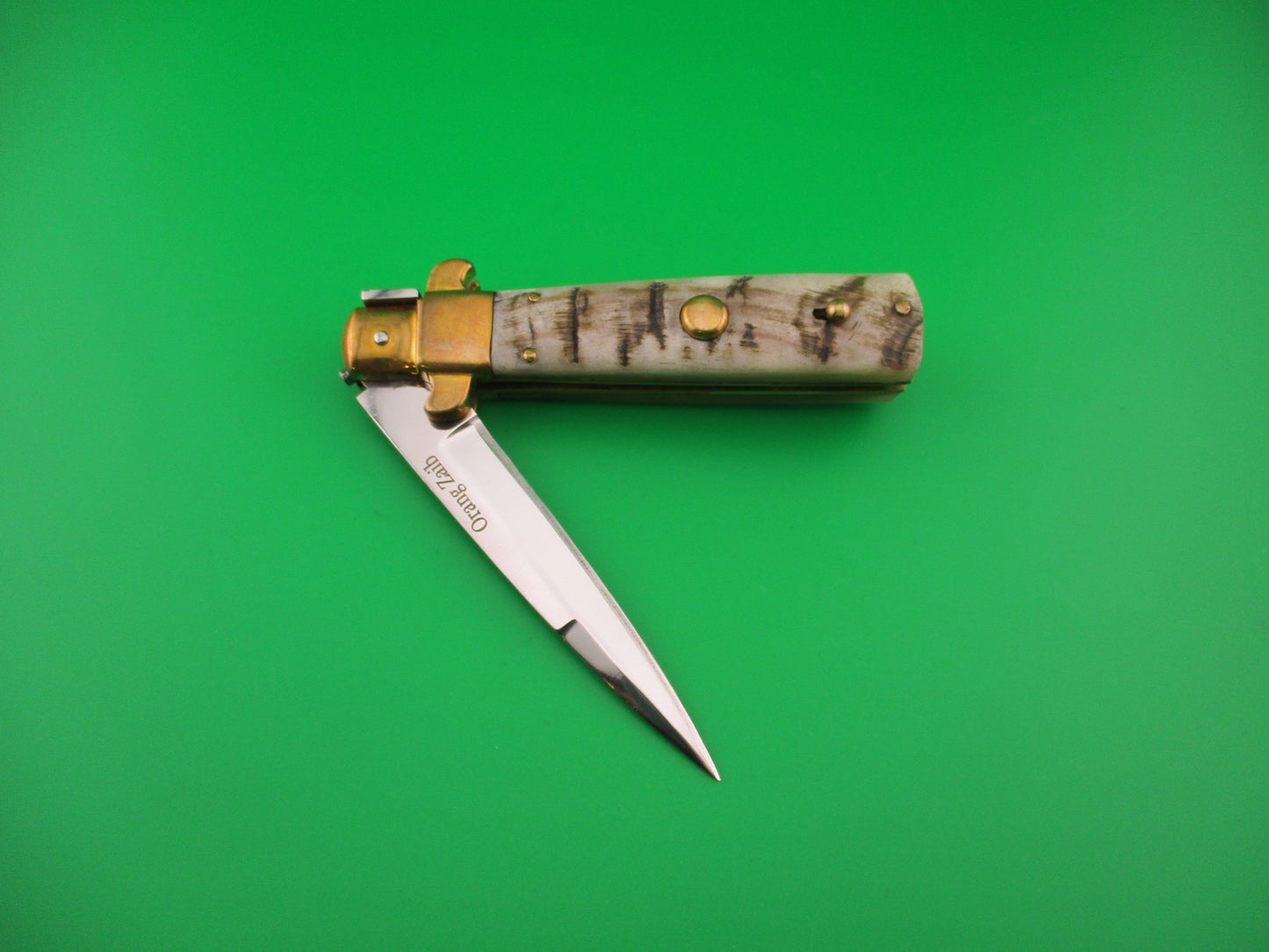 Custom 21cm Frosolone Style Ram's horn Picklock Automatic knife by Orang Zaib