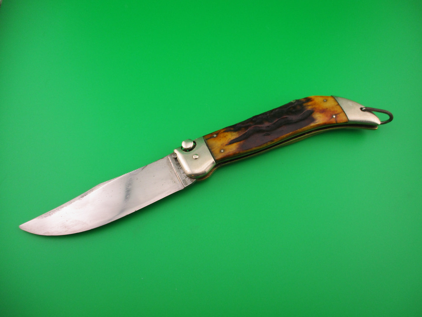 KaBar Large Grizzly Stag #2179 Vintage 1930s switchblade knife made USA
