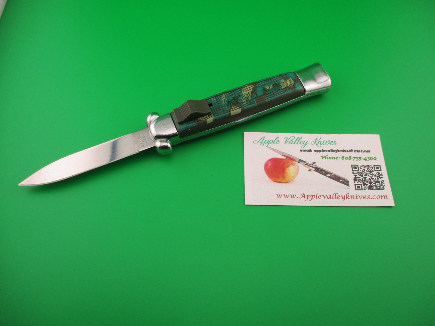 STAINLESS STEEL 21cm Secret Agent knife green Camouflage OTF automatic