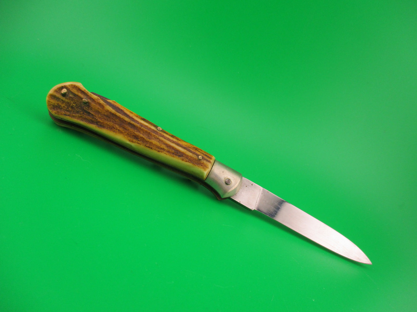 Rostfrei IMPORT 18cm Italian Birds head stag lockback automatic knife red dot