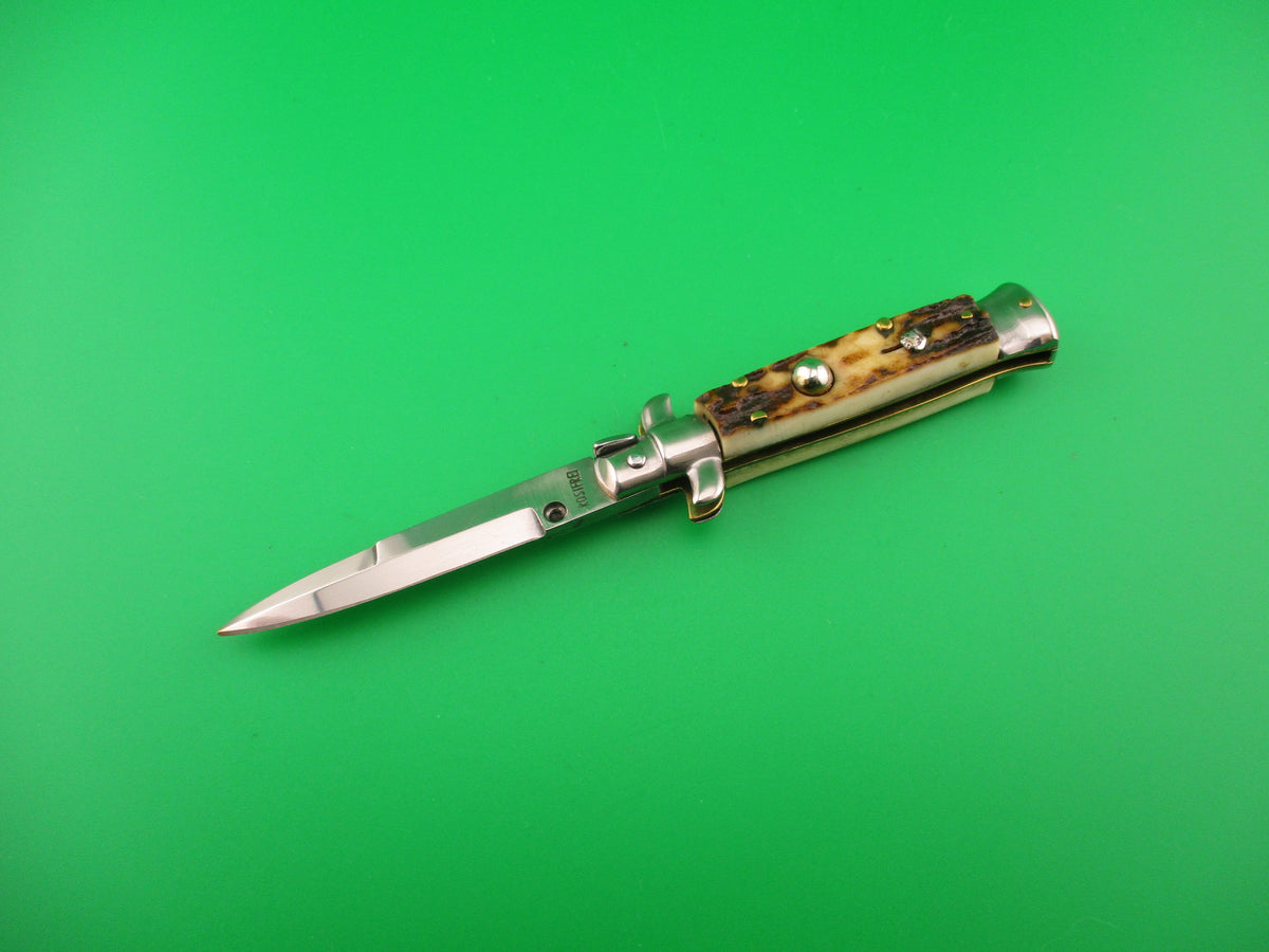 ROSTFREI 14cm Italian Stag stiletto Oreste Dibon vintage automatic knife