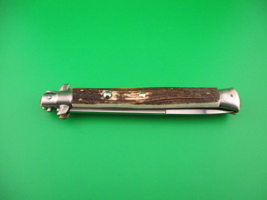 MANIAGO ITALY 33cm Quality Italian Stiletto Stag swivel bolster automatic knife
