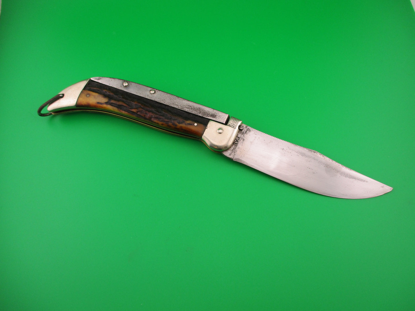 KaBar Large Grizzly Stag #2179 Vintage 1930s switchblade knife made USA