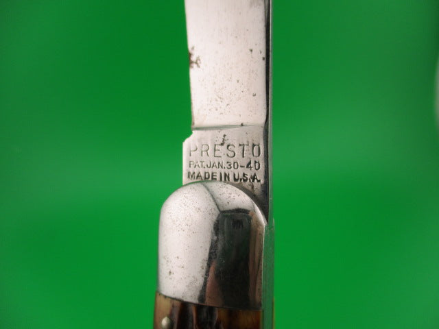PRESTO #3000 Large Hunter Jigged bone Vintage automatic knife near mint