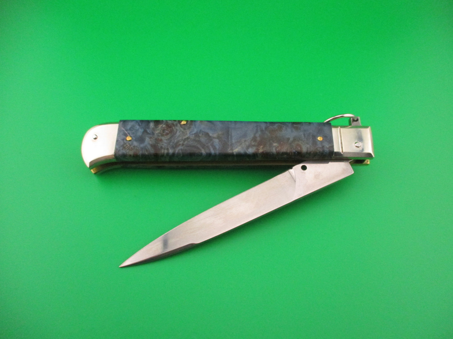 D.M. Dolphin 28cm Italian FALCON Ring pull Blue swirl automatic knife