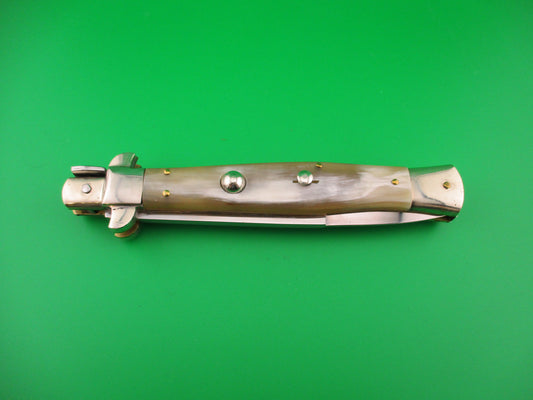 Renzo Pascotto Maniago Italy 30cm Italian Wasp body Picklock Honey Horn automatic knife