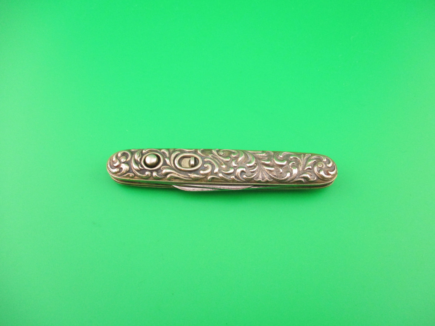 Schrade Cut Co Medium double Scroll Sterling Silver antique automatic knife