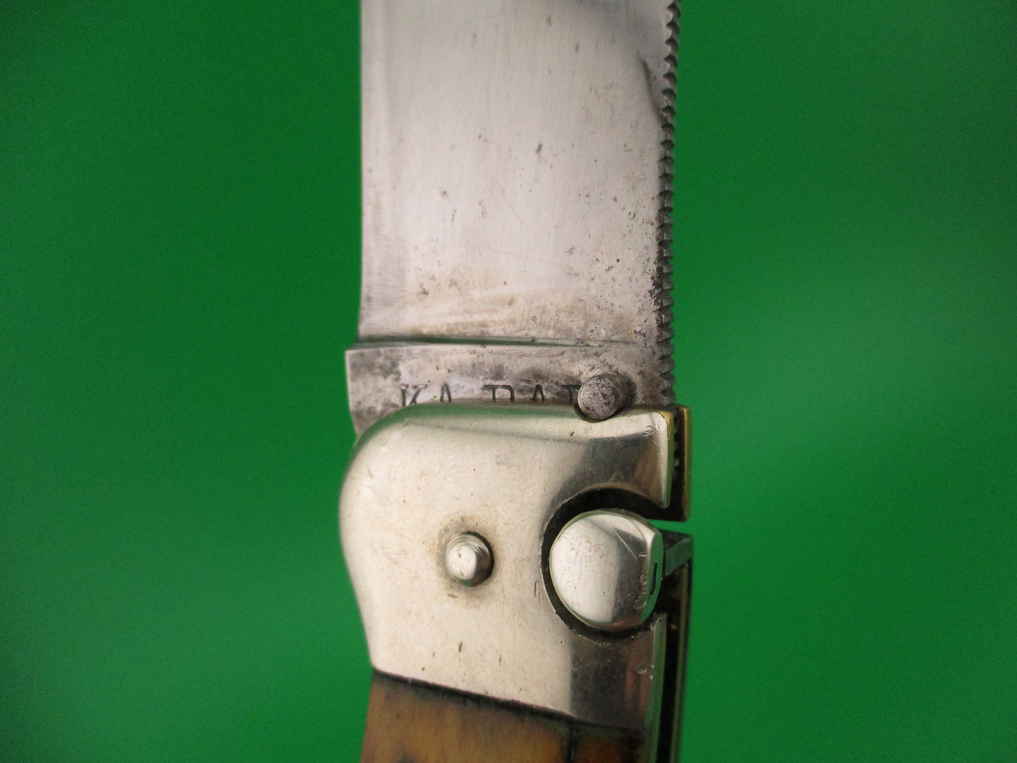 KaBar Large Grizzly Stag #2179 Vintage 1930s switchblade knife made USA