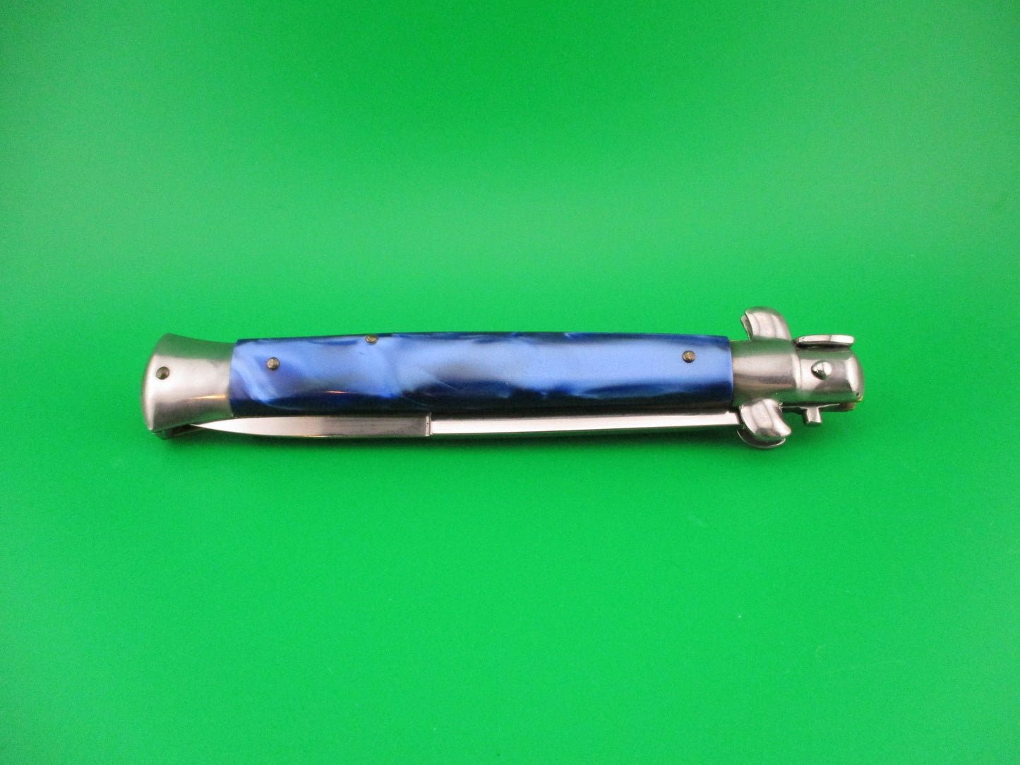 STILETTO ITALY 28cm Italian Swivel bolster Blue Pearl Kirinite automatic knife
