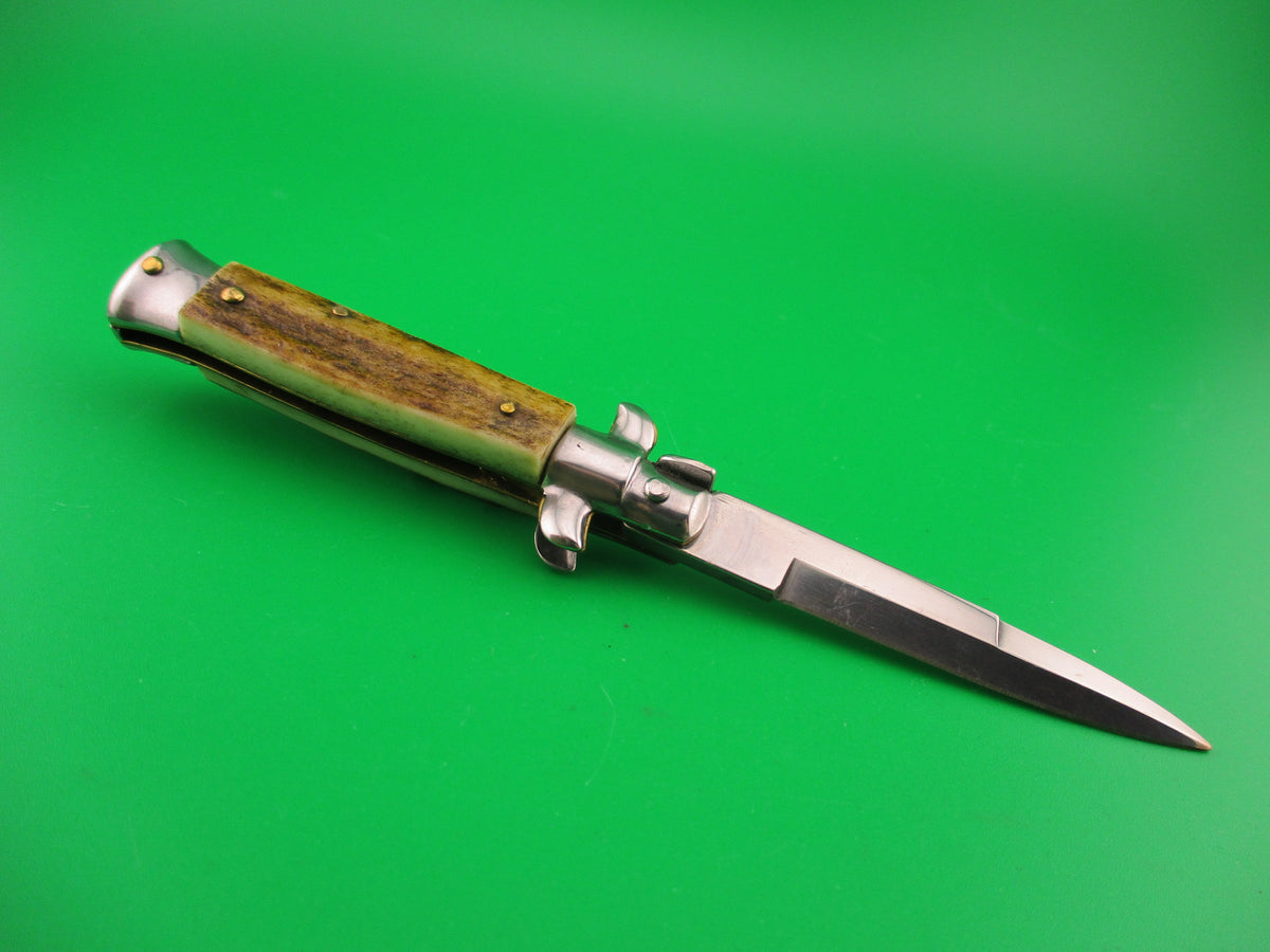 ROSTFREI 14cm Italian Stag stiletto Oreste Dibon vintage automatic knife