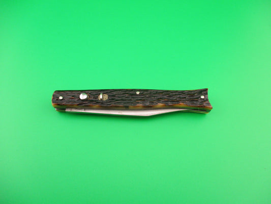 PRESTO #6000S Fishtail Jigged Bone scales Vintage switchblade knife