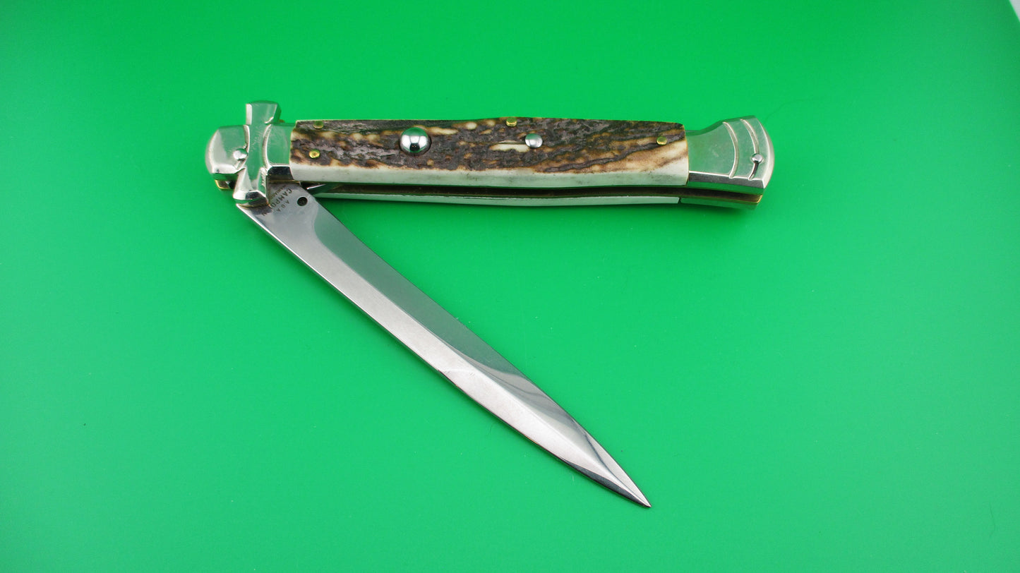 AGA CAMPOLIN 28cm Italian Maltese Stag crossguard automatic knife