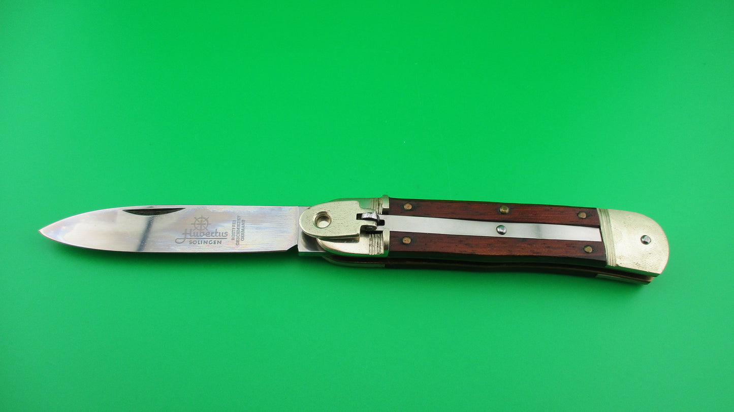 HUBERTUS 11cm German Lever automatic knife with Wood scales