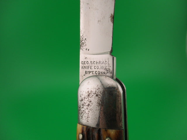 PRESTO #3000 Large Hunter Jigged bone Vintage automatic knife near mint