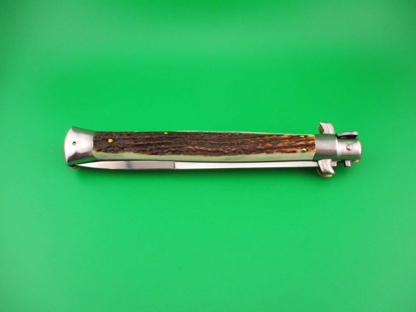 MANIAGO ITALY 33cm Quality Italian Stiletto Stag swivel bolster automatic knife