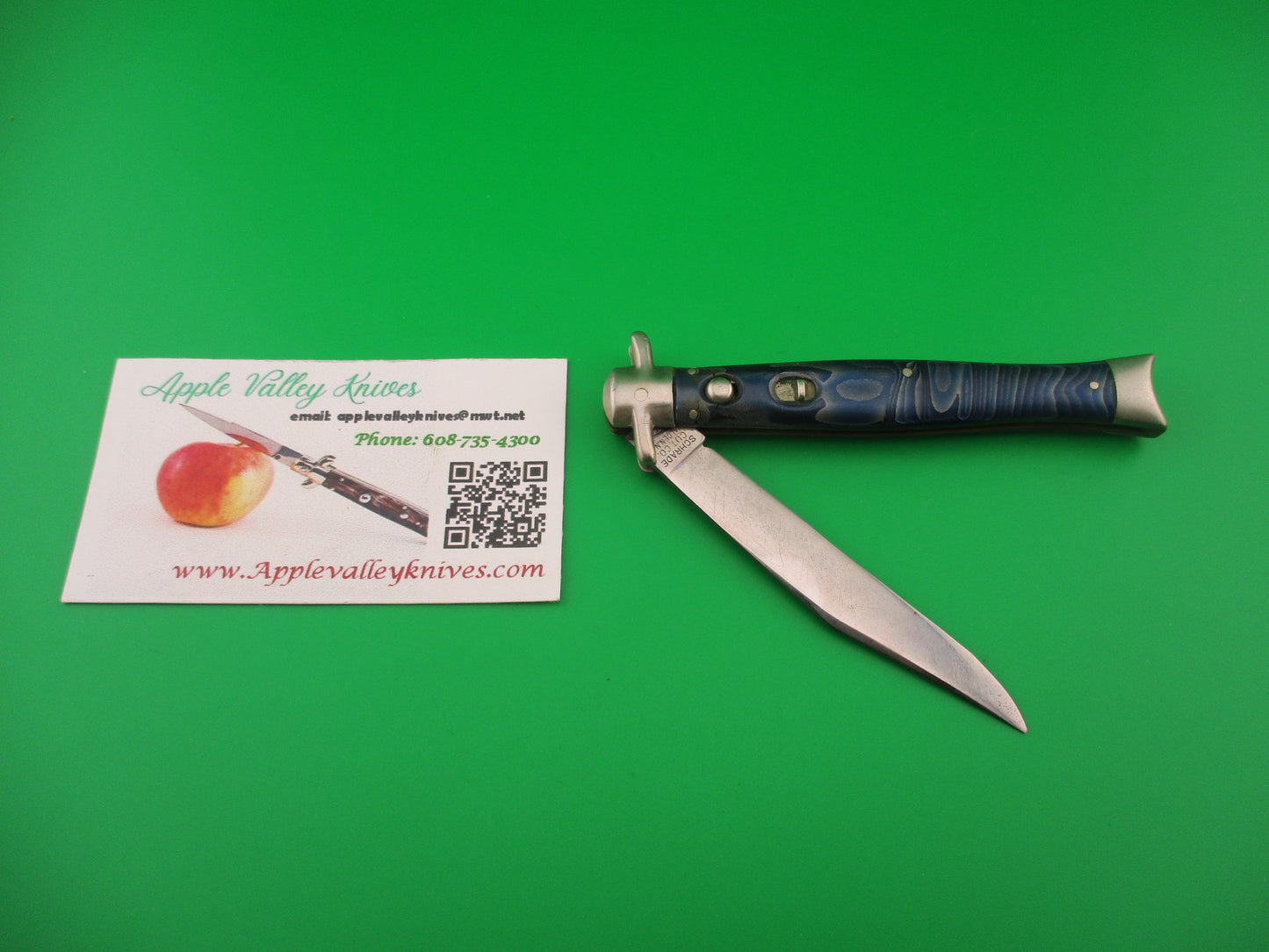 Schrade Cut Co G1514M Bowtie Blue Waterfall celluloid automatic knife