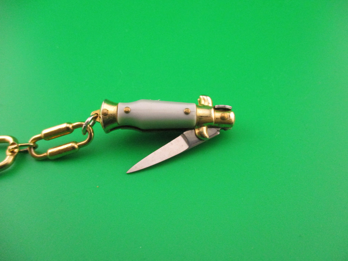 INOX ITALY 7cm Italian Mini Picklock Gold 3 pin vintage automatic knife keychain