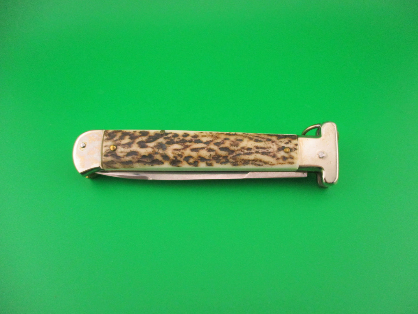 AGA CAMPOLIN Maniago-Italy 2014 22cm Italian Francese Stag Ringpull automatic knife