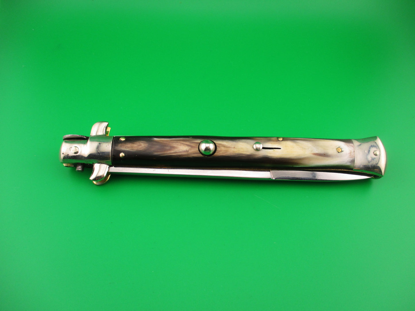 M. ITALY INOX 33cm Italian Picklock 1950s vintage automatic knife brown & cream