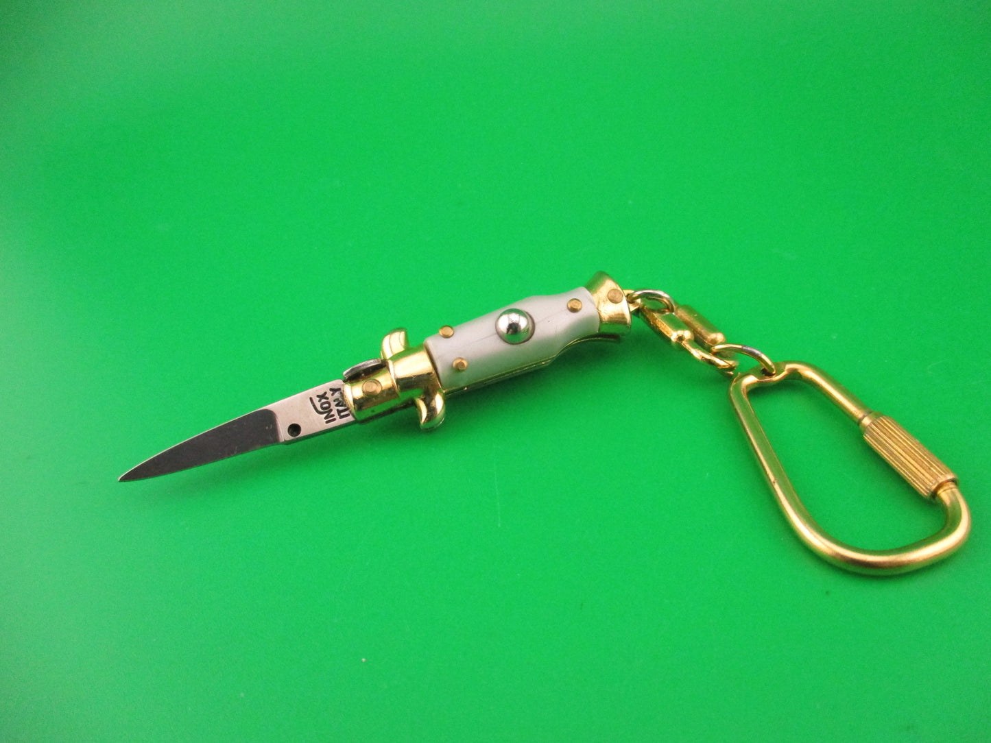 INOX ITALY 7cm Italian Mini Picklock Gold 3 pin vintage automatic knife keychain