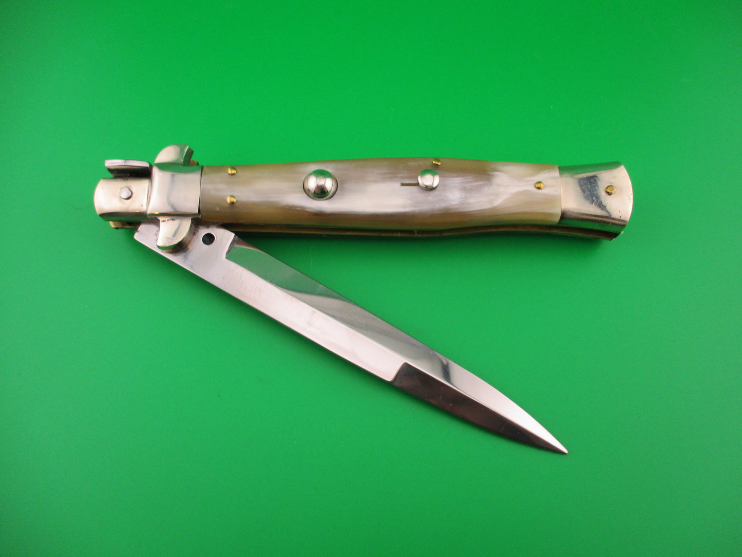 Renzo Pascotto Maniago Italy 30cm Italian Wasp body Picklock Honey Horn automatic knife