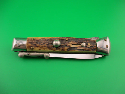 ROSTFREI (slant) 19cm Italian Swing guard Stag vintage lockback automatic knife