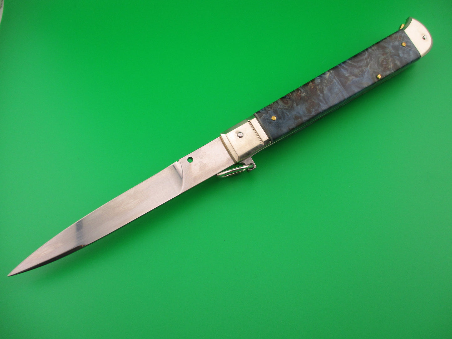 D.M. Dolphin 28cm Italian FALCON Ring pull Blue swirl automatic knife