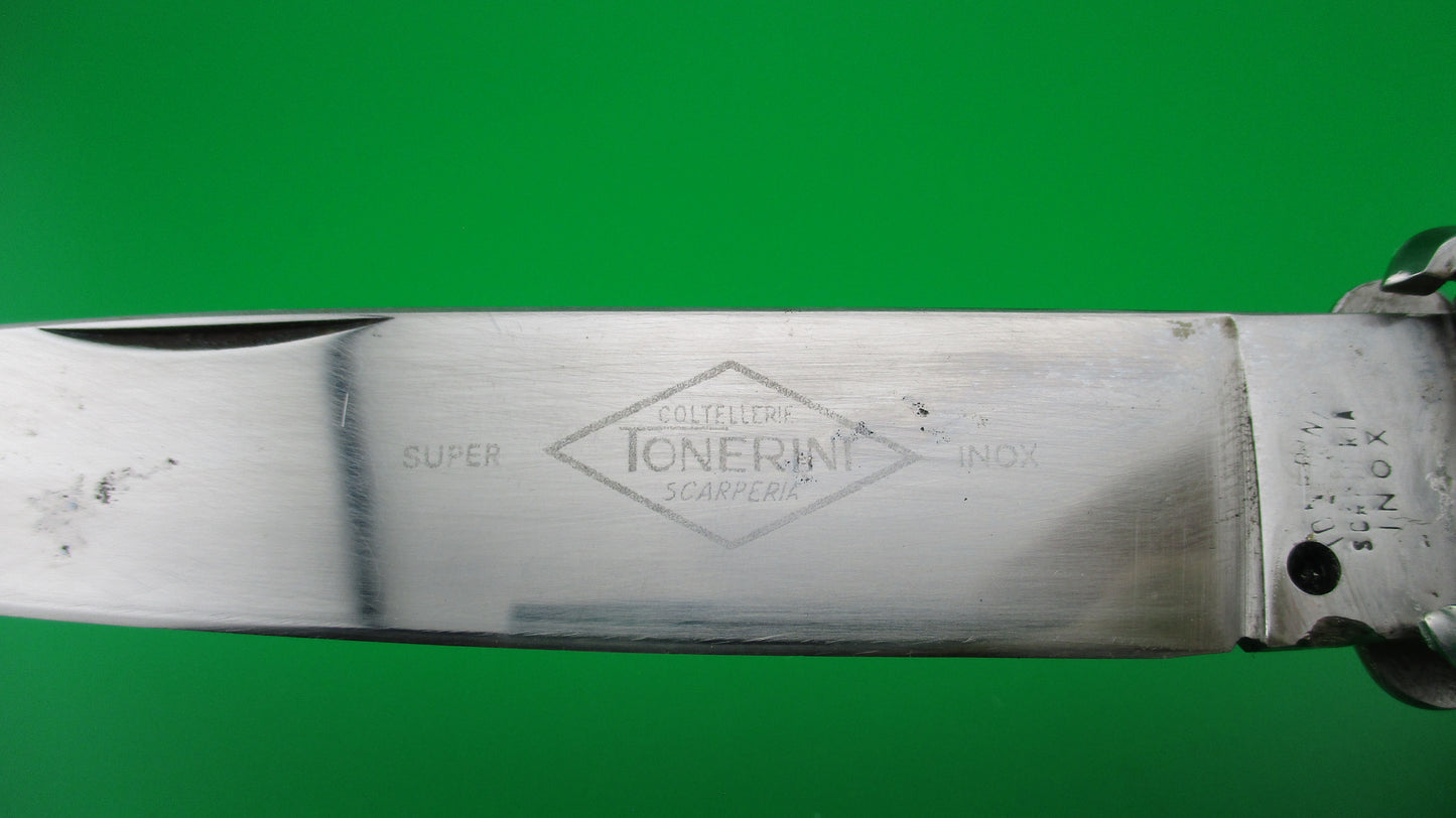 Tonerini Scarperia INOX 30cm Italian Shell puller Ring pull switchblade knife Etched blade