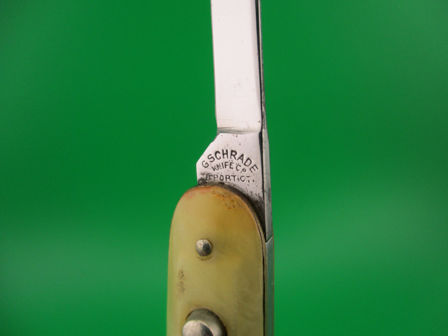 PRESTO 600S Medium double Onyx celluloid Louis Freeman Co etched automatic knife