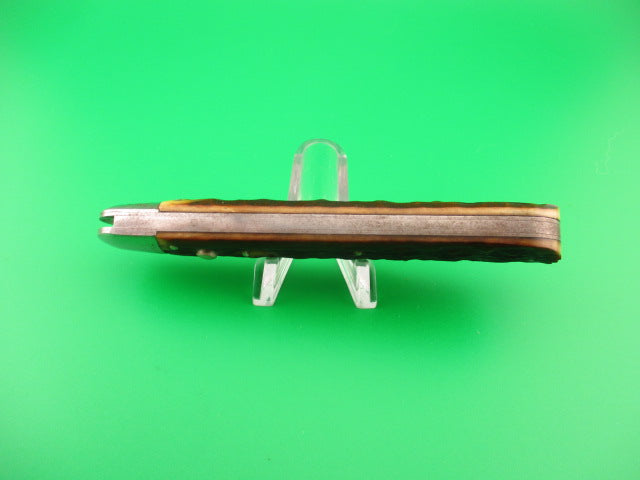 PRESTO #3000 Large Hunter Jigged bone Vintage automatic knife near mint