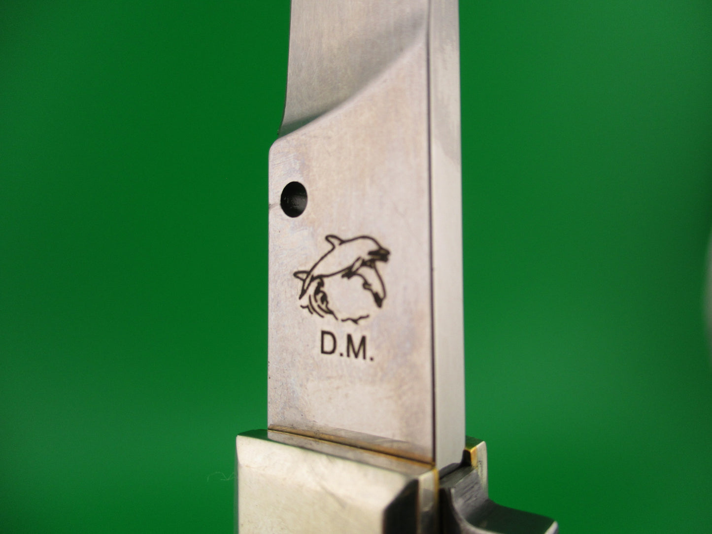 D.M. Dolphin 28cm Italian FALCON Ring pull Blue swirl automatic knife