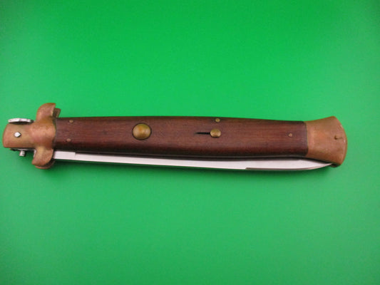 Rostfrei 45cm Italian Stiletto Wood/Brass 18 inch Swivel bolster automatic knife