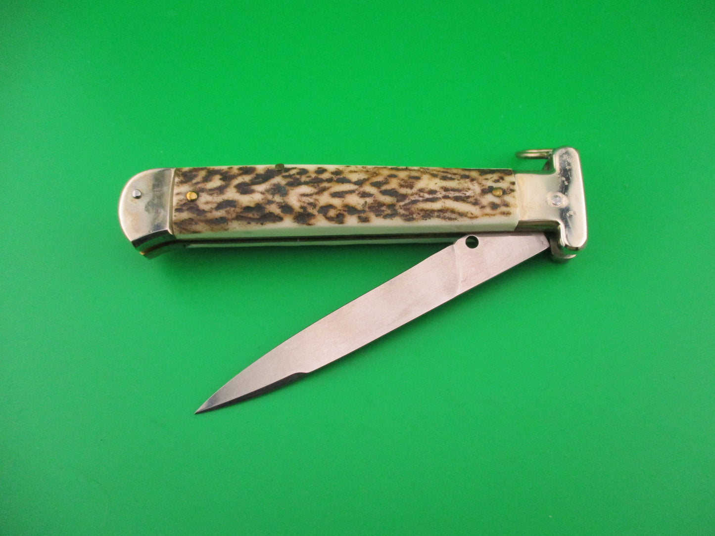 AGA CAMPOLIN Maniago-Italy 2014 22cm Italian Francese Stag Ringpull automatic knife