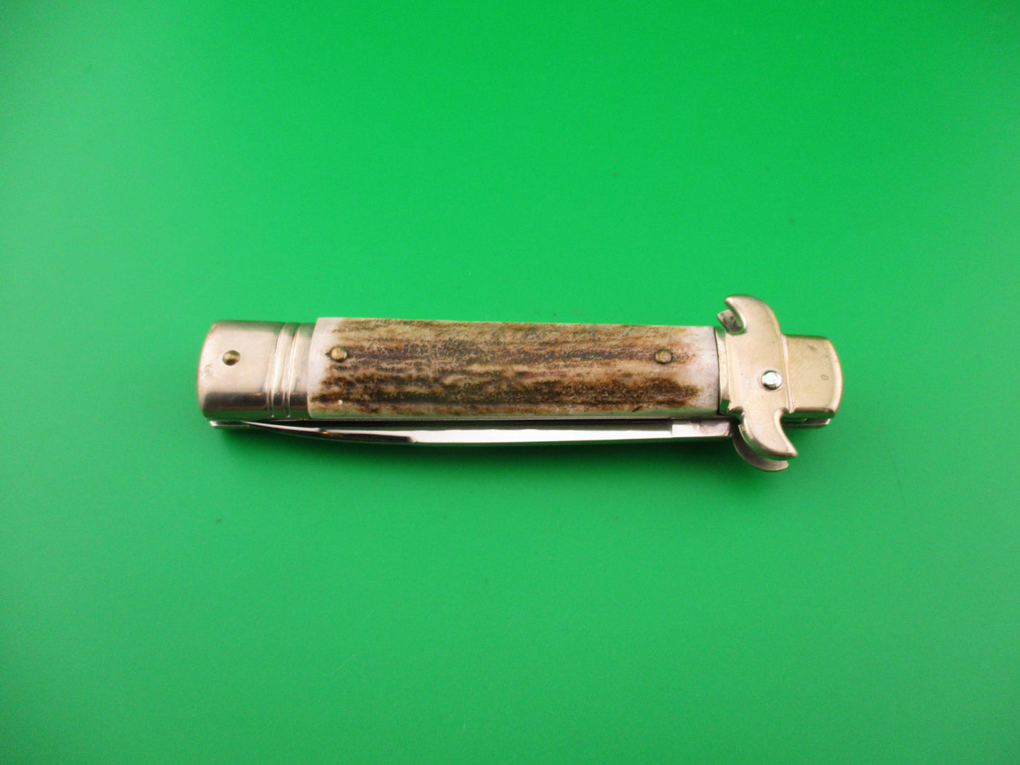 Leverletto by Bill DeShivs AKC Italy 20cm Italian Stag lever guards automatic knife