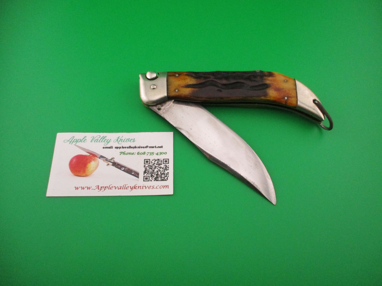 KaBar Large Grizzly Stag #2179 Vintage 1930s switchblade knife made USA