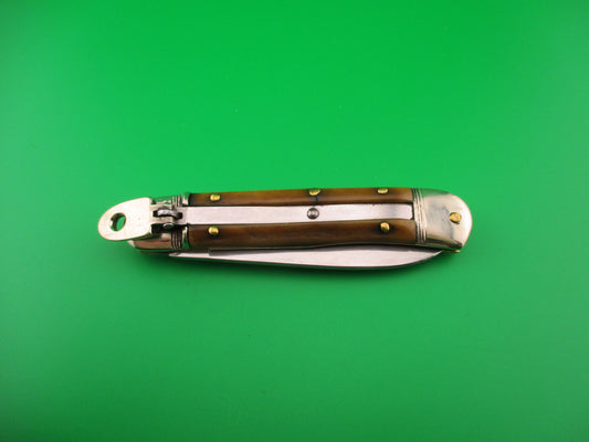 Bonsa SOLINGEN (slant) 10cm German Lever Stag vintage automatic knife