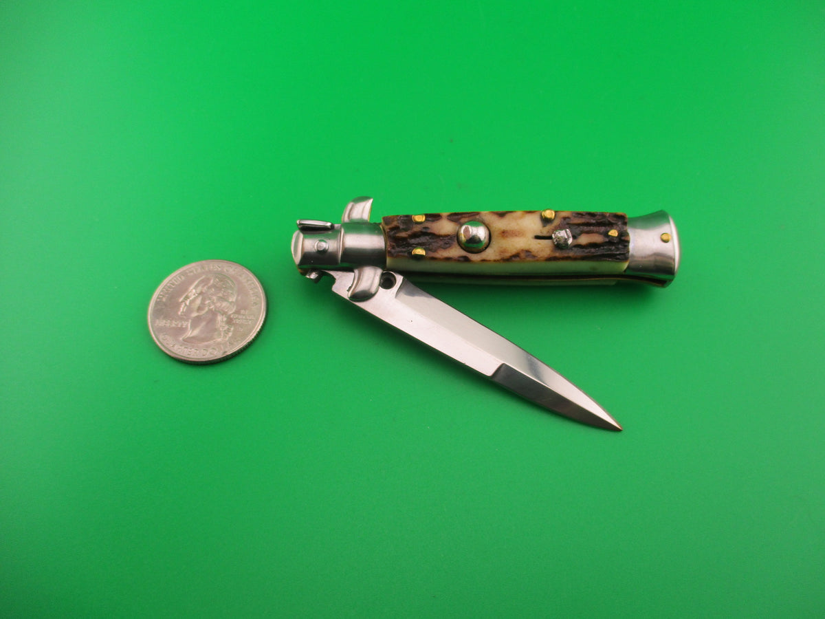 ROSTFREI 14cm Italian Stag stiletto Oreste Dibon vintage automatic knife