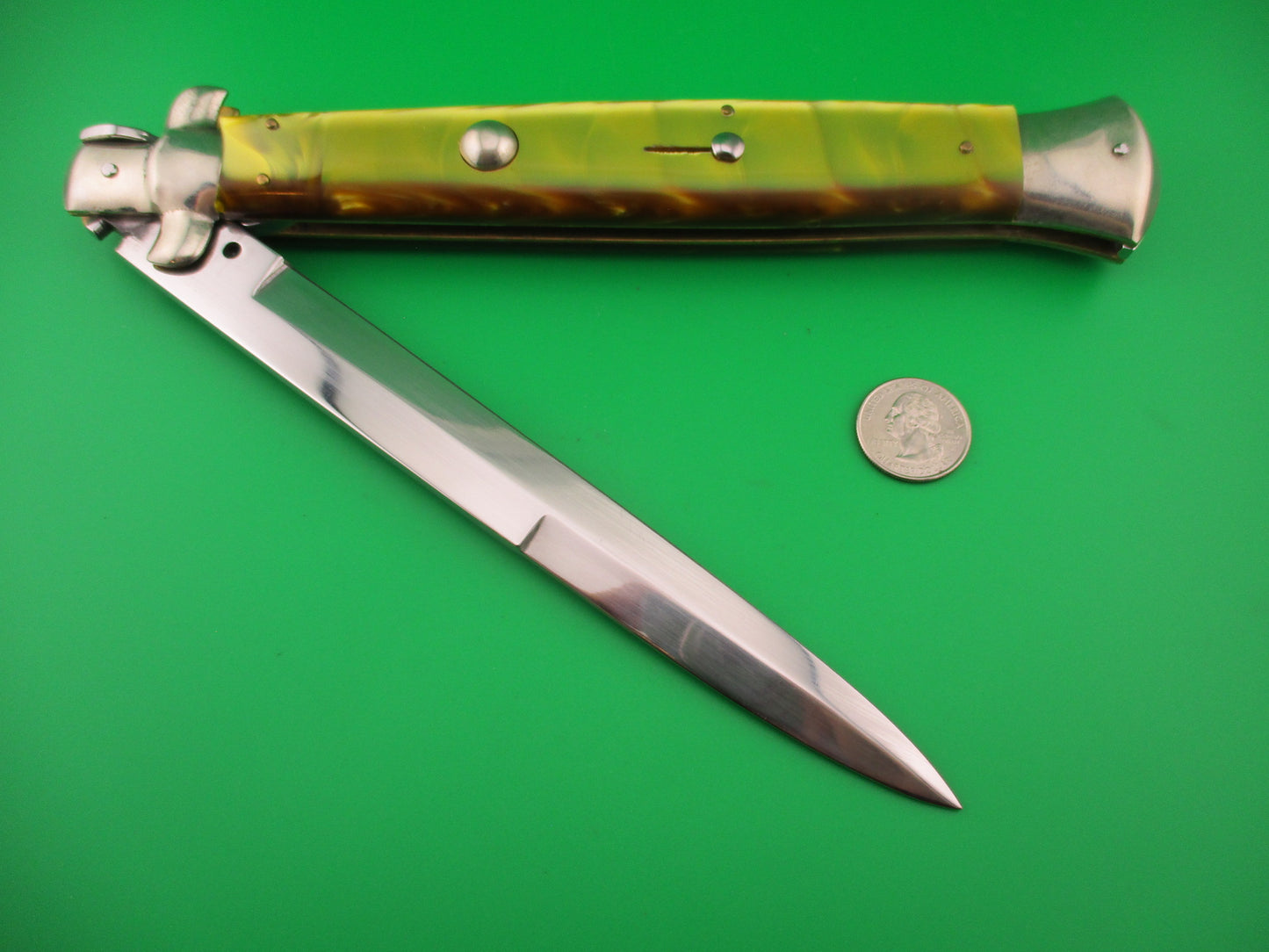 ROSTFREI ITALY 45cm Italian 18 inch stiletto Gold Acrylic automatic knife