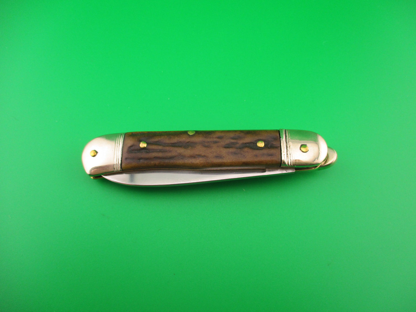 Bonsa SOLINGEN (slant) 10cm German Lever Stag vintage automatic knife