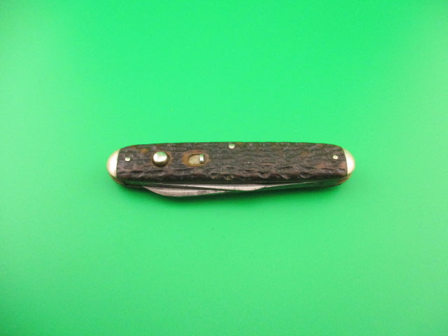 SCHRADE CUT CO Early Large Double 7503 Bone tip bolster antique automatic knife