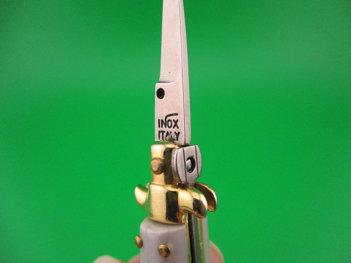 INOX ITALY 7cm Italian Mini Picklock Gold 3 pin vintage automatic knife keychain