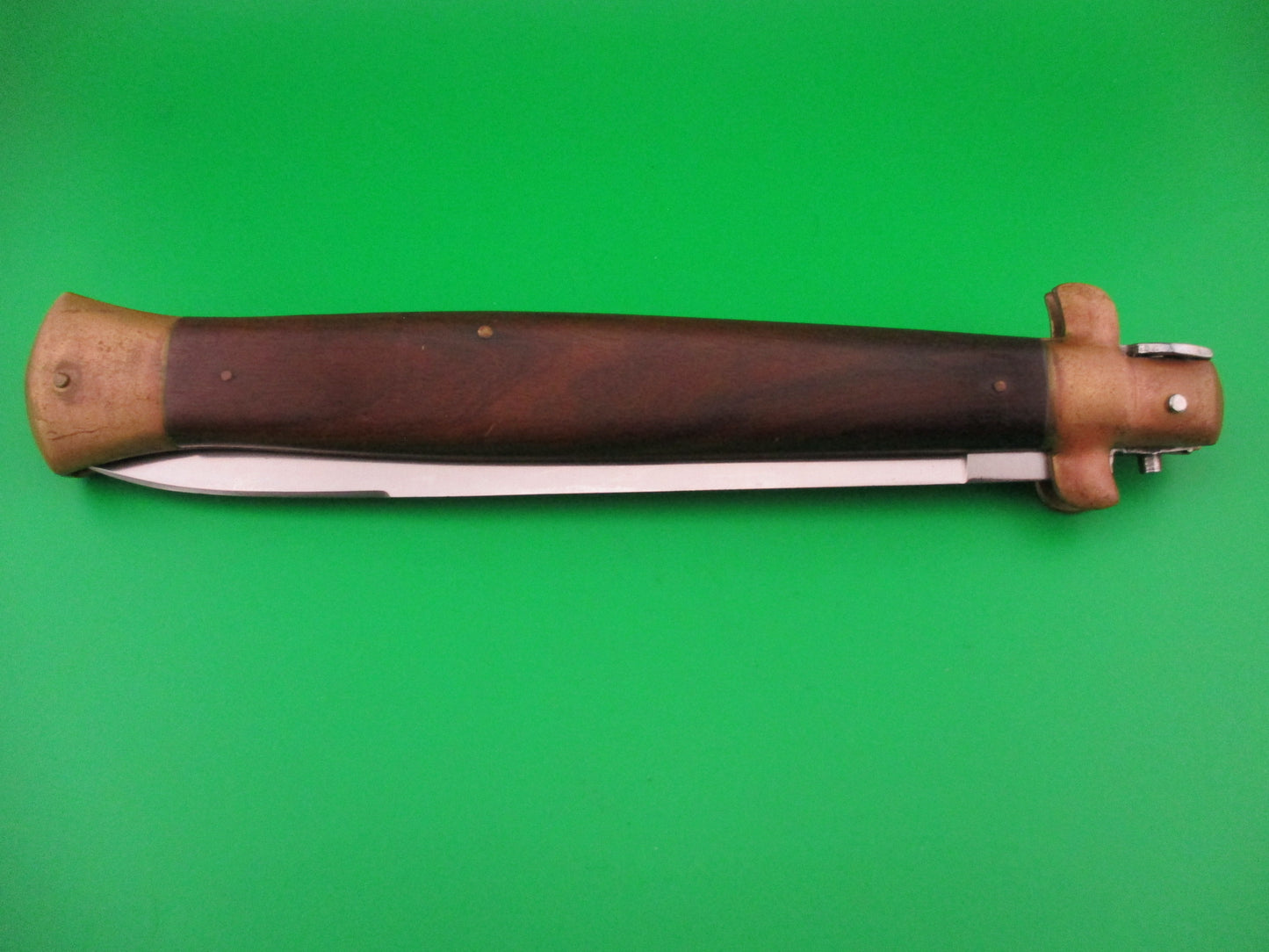 Rostfrei 45cm Italian Stiletto Wood/Brass 18 inch Swivel bolster automatic knife