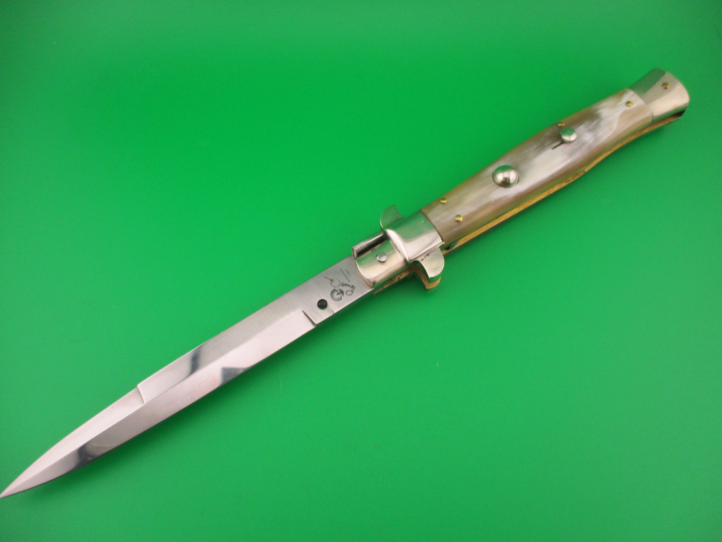 Renzo Pascotto Maniago Italy 30cm Italian Wasp body Picklock Honey Horn automatic knife