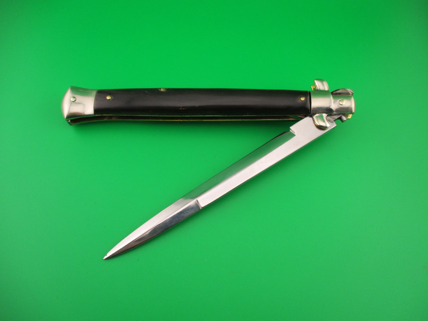 M. ITALY INOX 33cm Italian Picklock 1950s vintage automatic knife brown & cream