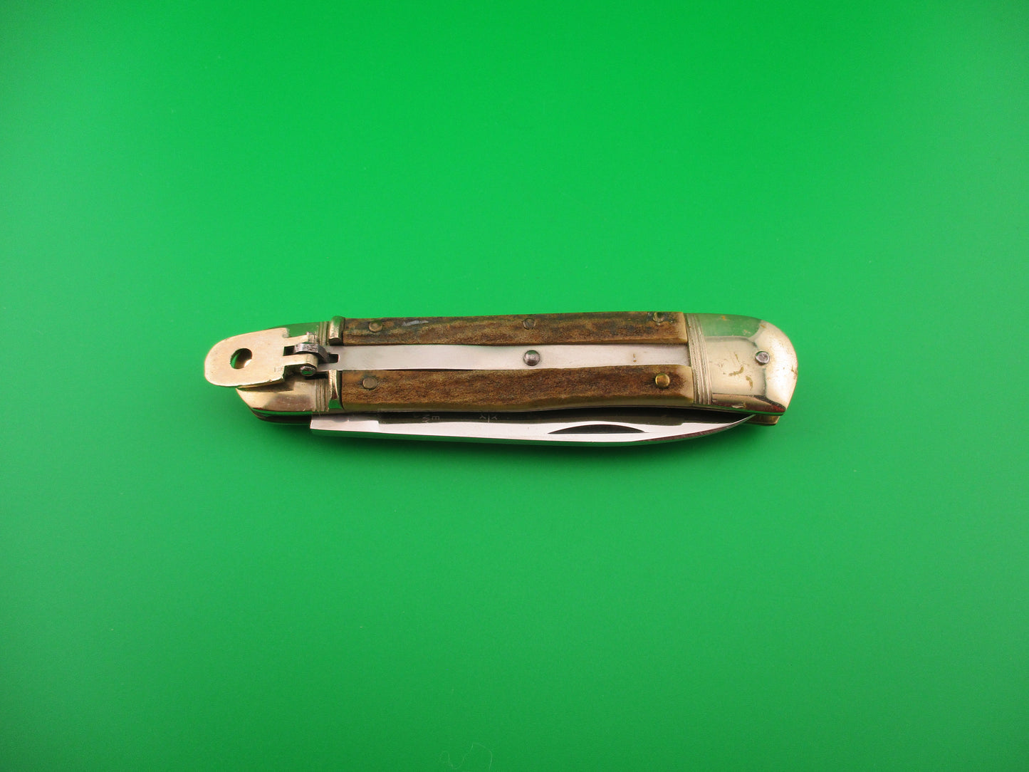 HUBERTUS SOLINGEN 11cm West German Lever Stag Camper automatic knife